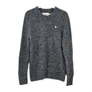 Abercrombie & Fitch Sweater Men M Marled Gray LS Crew Neck Wool Preppy Academia